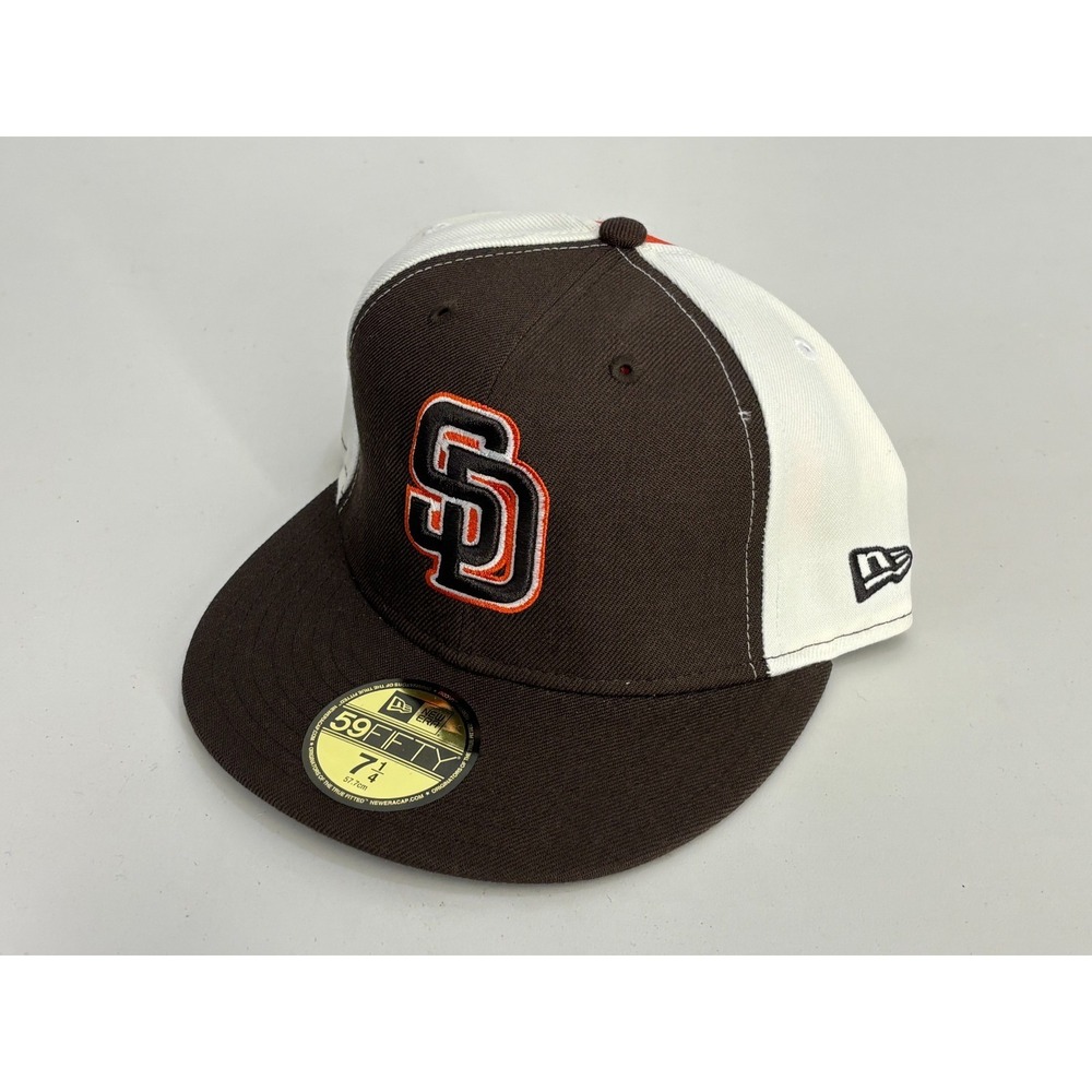 San Diego Padres New Era 59fifty Fitted Hat Cap Mens Brown White 7 1/4 New Stock